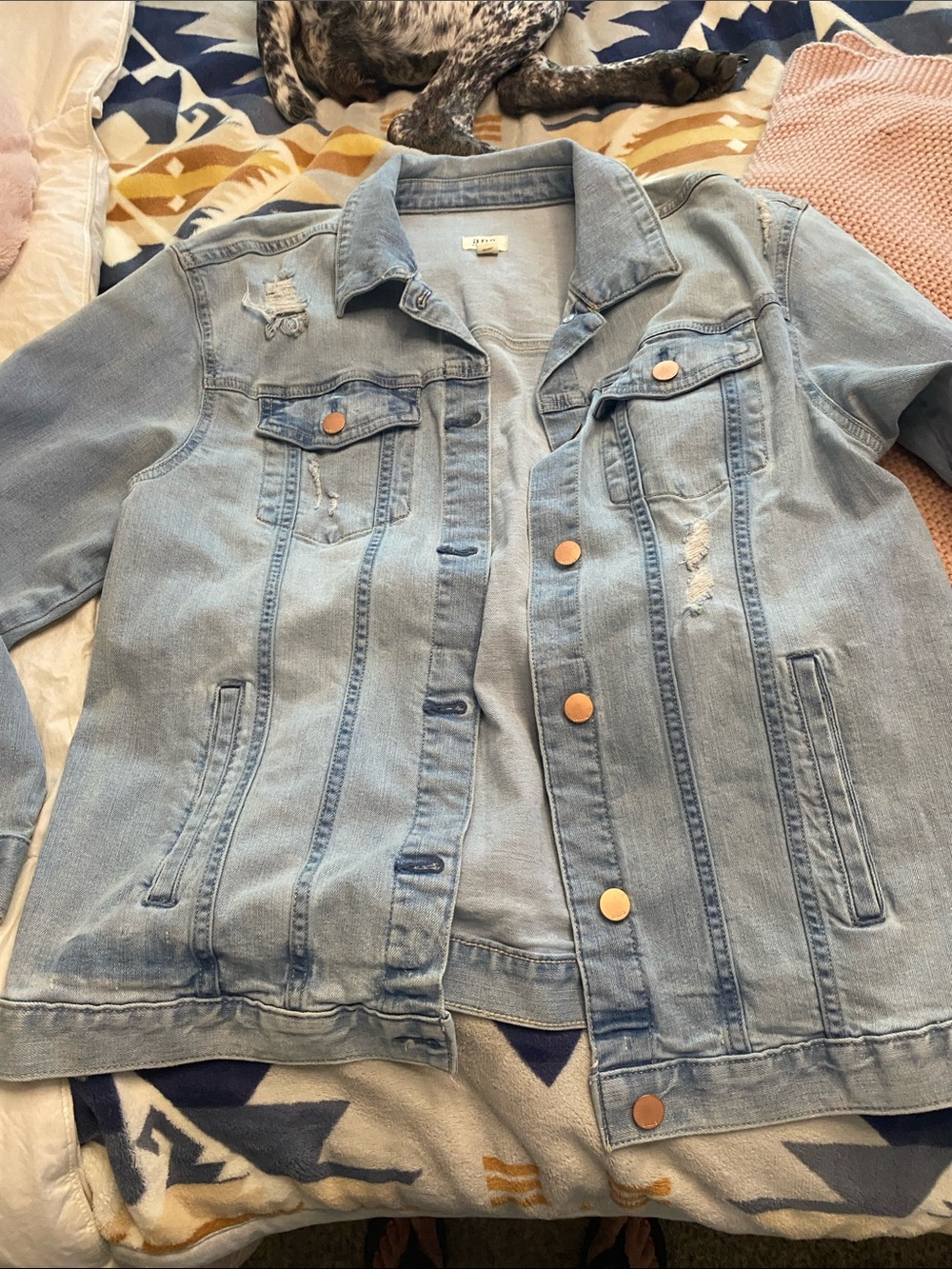 a.n.a Light Blue Distressed Jean Jacket